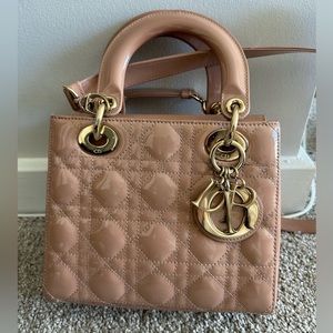 Dior nude patent Lady Dior Bag Small